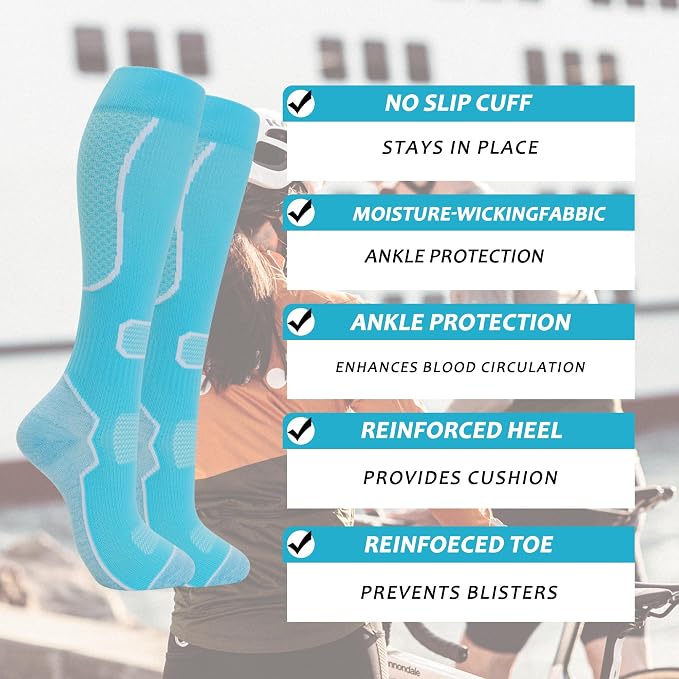 fenglaoda 6 Pairs Compression Socks for Women & Men Knee High Cute Circulation Socks for Nurse Pregnant Travel Athletic - Image 4