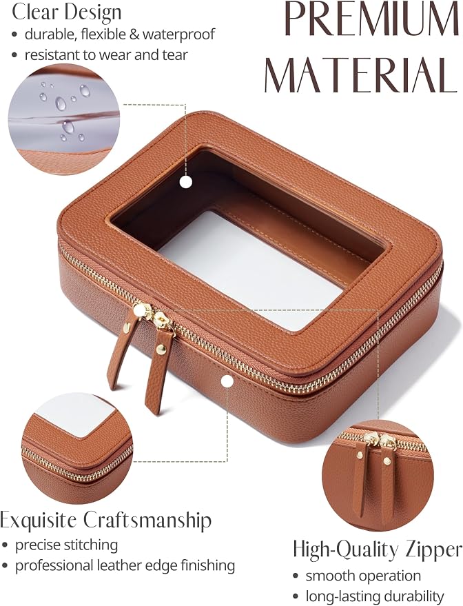 Clear Makeup Bag Toiletry Case Travel Transparent Cosmetic Bag with Zipper, Portable Make Up Organizer Traveling Compact Car Bag for Essentials - Image 2