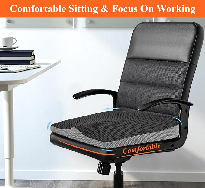 kingphenix Memory Foam Car Seat Cushion for Driving Comfort and Office Use | Coccyx and Lower Back Pressure Relief, Seat Cushion for Car, Truck, SUV, Long Drives and Office Chair, 4D Mesh Classic Black - Image 3