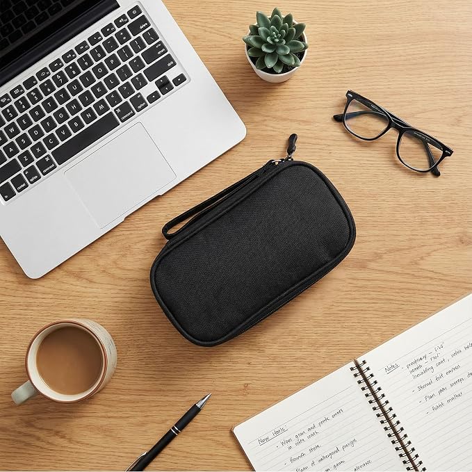 Travel Electronics Pouch Bag, Black Electronics Accessories Organizer Bag, Travel Cable Organizer Pouch for Charger Cord Phone Earphone Mouse - Image 3