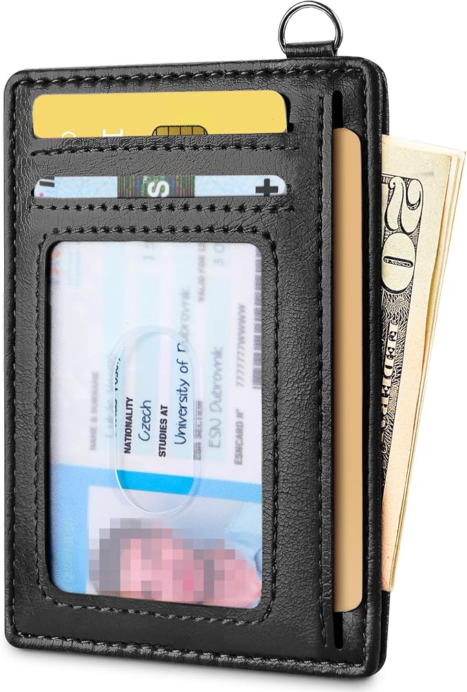 Mayski Slim Wallet, Credit Card Holder for Women, Minimalist Front Pocket RFID Blocking Card Cases, Small Wallet Women Men(Oiled Wax Black) - Image 2