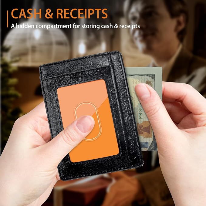 Travelambo Slim Wallet Front Pocket Minimalist Leather RFID Blocking Medium Size - Image 5