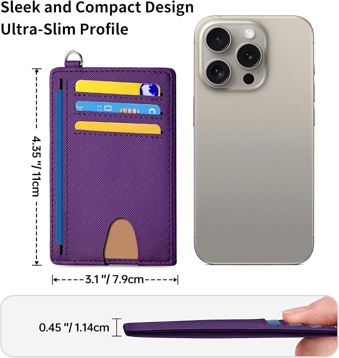 Mayski Slim Wallet, Credit Card Holder for Women, Minimalist Front Pocket RFID Blocking Card Cases, Small Wallet Women Men(Cross Deep Purple) - Image 7