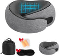 Neck Pillow for Traveling, New Upgraded Travel Neck Pillow, 100% Pure Memory Foam Travel Pillow for Flight Headrest Sleep,Portable Aircraft Accessory,Suitable for use on Plane/Car/Office(Light grey) by Unknown