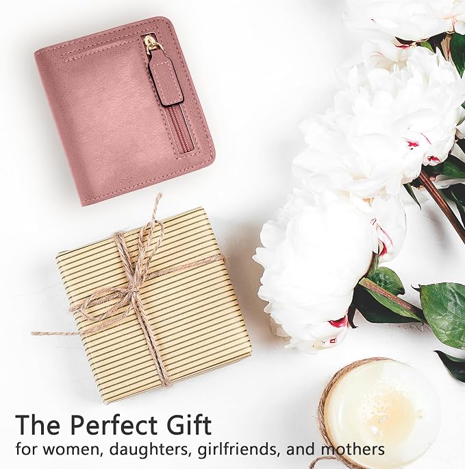 Gostwo Small Wallet for Women, Slim Bifold Credit Card Holder, Compact RFID Blocking Cash Wallet, Billfolds Thin Leather Zipper Pocket, Mini Wallet Gift for Ladies Teen Girls Travel with ID Window - Image 6