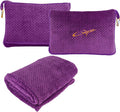 Travel Blanket Pillow-Premium Soft 2 in 1 Airplane Blanket for Long Trips Essentials with Bag Pillowcase, Hand Luggage Sleeve and Backpack Clip (Violet) by CLEXION