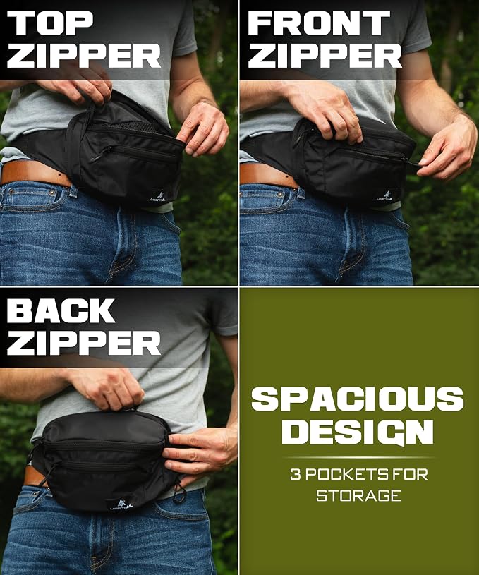Subcompact Concealed Carry Fanny Pack - Tactical CCW Waist Bag | PU-coated 420D nylon, rear quick-access pocket with anchor strap, adjustable to 60in waist - Image 4