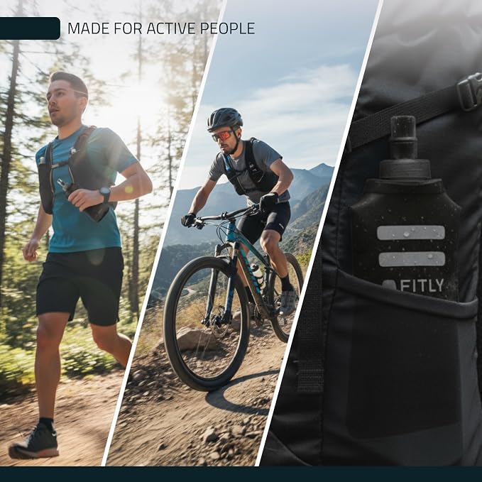 FITLY Soft Flask - Shrink As You Drink Soft Water Bottle for Hydration Pack - Folding Water Bottle Ideal for Running, Hiking, Cycling, Climbing & Rigorous Activity - Image 7