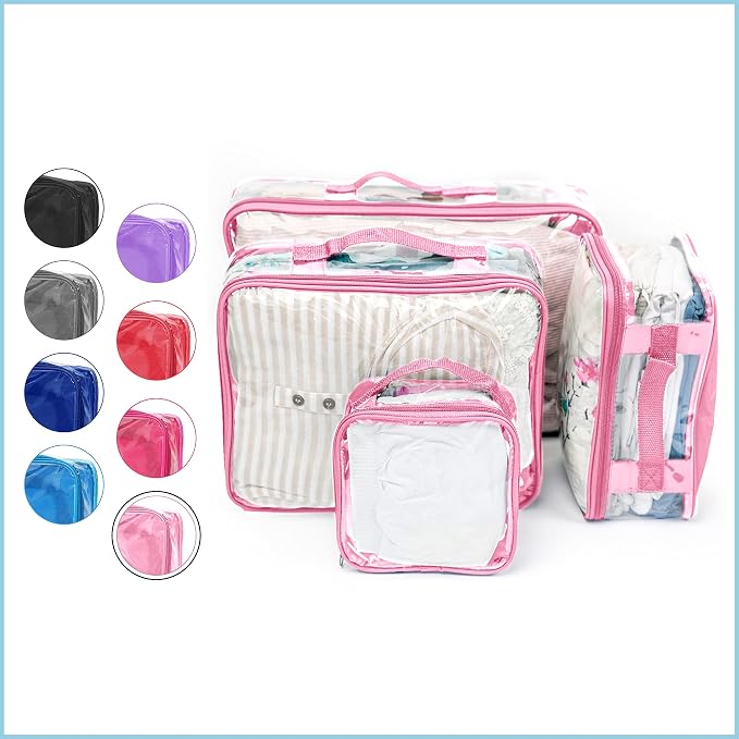 Clear Packing Cubes set of 4 / Packs 7-10 Days of Clothes/Premium PVC Plastic Storage Bags - Image 2