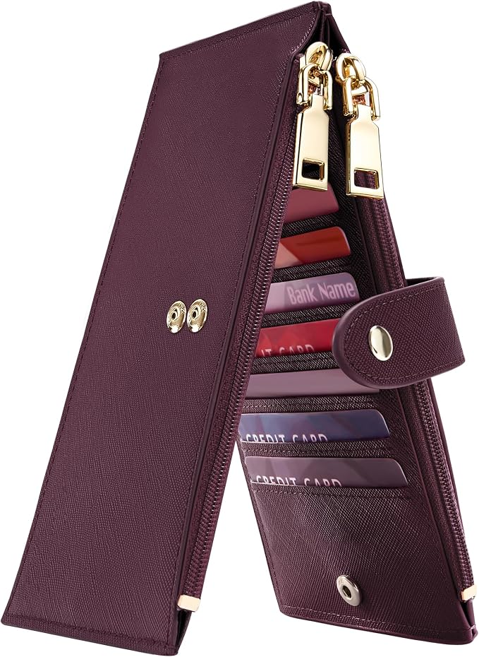 Travelambo RFID Wallet Women Large Size Bifold Multi Card Wallet Case with Zipper Pocke Credit Card Holder for Women by Travelambo