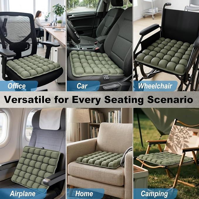 Inflatable Travel Cushion Airplane Seat Pressure Relief 3D Airbag | 36-cell Split, No need air pump, Ergonomic support, Portable foldable with storage bag, For long flights camping wheelchair - Image 8