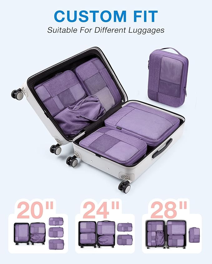 BAGSMART Compression Packing Cubes for Travel, 6 Set Luggage Organizer Bags | Fits 20/24/28in Carry-On Suitcases, Compressible Bags Streamline Cruise Travel Essentials, Sturdy Handles, Machine Washable - Image 4