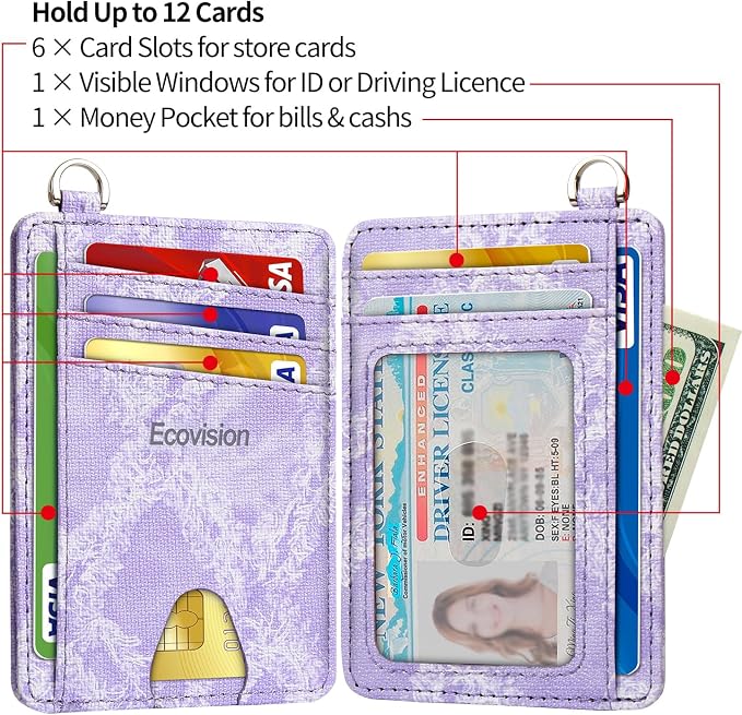 Slim Minimalist Front Pocket Wallet, RFID Blocking Credit Card Holder Wallet with Detachable D-Shackle for Men Women - Image 5