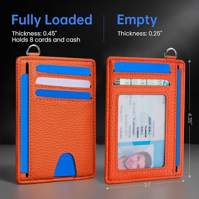 Mayski Slim Wallet, Credit Card Holder for Women, Minimalist Front Pocket RFID Blocking Card Cases, Small Wallet Women Men(Lichee Orange) - Image 6