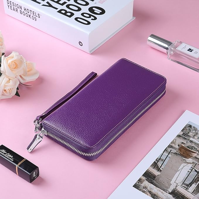 Small Compact Women Wallet RFID Blocking Genuine Leather Bifold Purse with ID Windows - Image 6