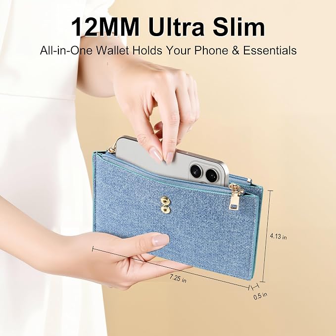 Travelambo Womens Leather Bifold Wallet, Slim RFID Blocking Card Holder | Large Capacity, 16 Card Slots & ID Window, 2 Zipper Pockets, Dual Snap Closure, Slim Lightweight, RFID Privacy Protection - Image 2