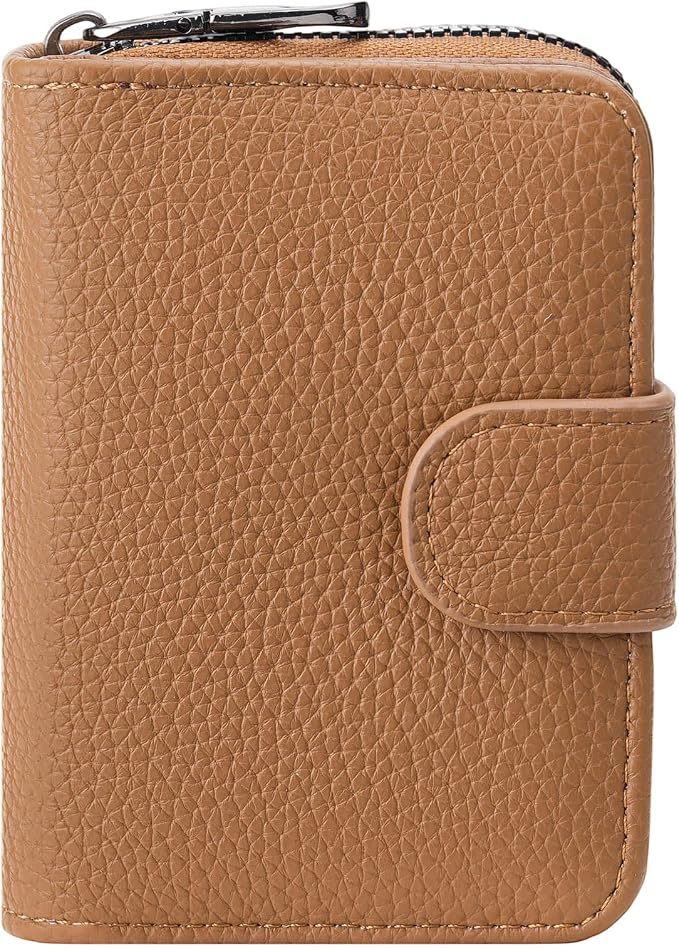 Credit Card Holder for Women Small Leather RFID Blocking Security Card Wallet with ID Window by FALANMULE