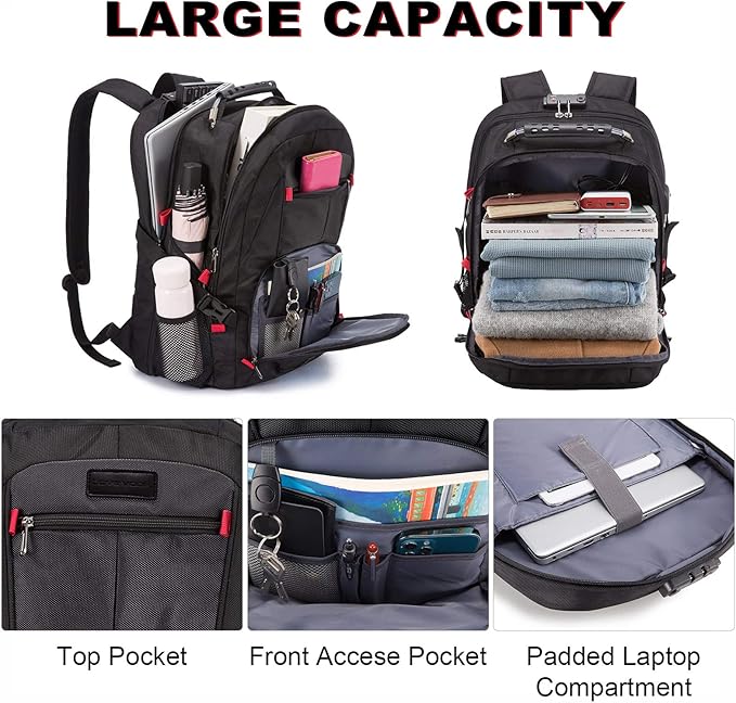 LOVEVOOK Large Laptop Backpack for Men,15.6Inch Heavy Duty Travel Backpack | TSA-Friendly with Anti-Theft,Carry On Flight Approved,College Work Bookbag,Water Resistant Business Backpack for Men Women - Image 3