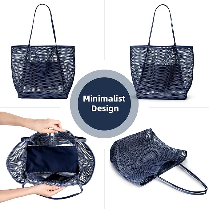 KALIDI Beach Mesh Tote Bag, Casual MAX 23L Summer Foldable Hobo Bag Women | Sandproof Widen Strap Large Shoulder Bag For Lake Pool Vacation Travel Picnic Grocery Market Shopping Carrier - Image 7