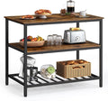 VASAGLE Kitchen Island with 3 Shelves, 39.4 Inches Width Kitchen Shelf with Large Worktop, Stable Steel Structure, Industrial, Easy to Assemble, Rustic Brown and Black UKKI005B01 by Unknown