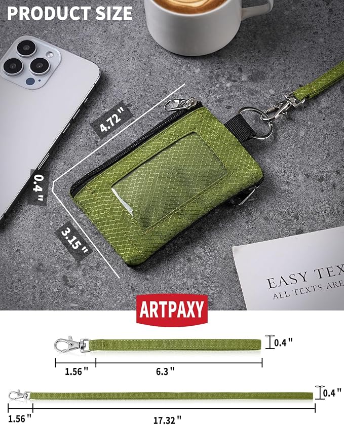 Artpaxy Minimalist Wallet For Mens Womens, Keychain RFID Blocking Zipper Small Wallet with ID Window 2 Lanyards,Water Resistant Travel Cash Card Coin Case Boys Girls - Image 2