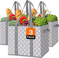 Reusable Grocery Bags 3 Pack, Foldable & Water Resistant Shopping Bags | Large Grocery Tote Bag Water Resistant Shopping Bags Foldable Grocery Bag for Clothes,Shoes and Picnic by WiseLife