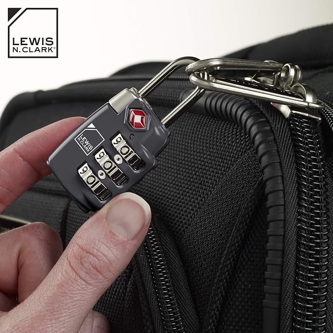 Lewis N. Clark Travel Sentry TSA-Approved Luggage Lock, Large 3 Dial Combination with Easy Read Dials - Black (Pack of 2) - Image 3