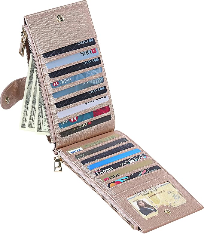 Travelambo RFID Wallet Women Large Size Bifold Multi Card Wallet Case with Zipper Pocke Credit Card Holder for Women - Image 9