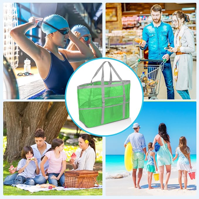 SRISE Mesh Beach Bag - Large Beach Tote Bag for Family Beach Bag for Toys & Vacation Essentials - Image 5