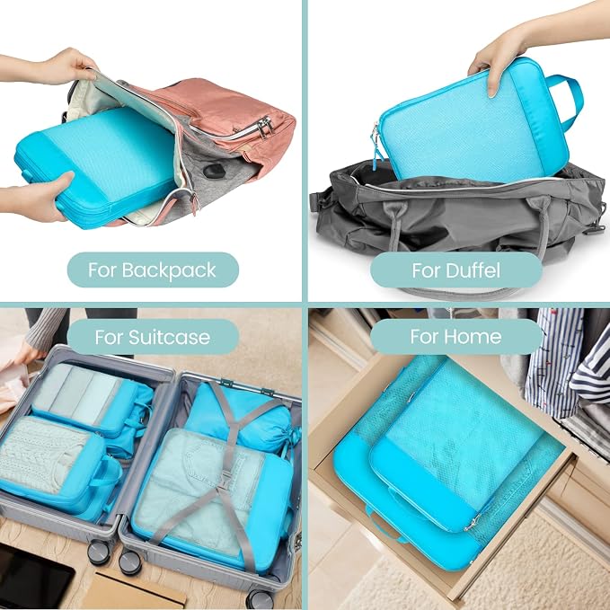 Cambond Compression Packing Cubes for Travel - Luggage Suitcase Organizer | Compression Zip Design for Space-saving, Expandable, Lightweight, Keep Clothes Sorted, Luggage Space Tidy, Carry on Pack Fast - Image 9