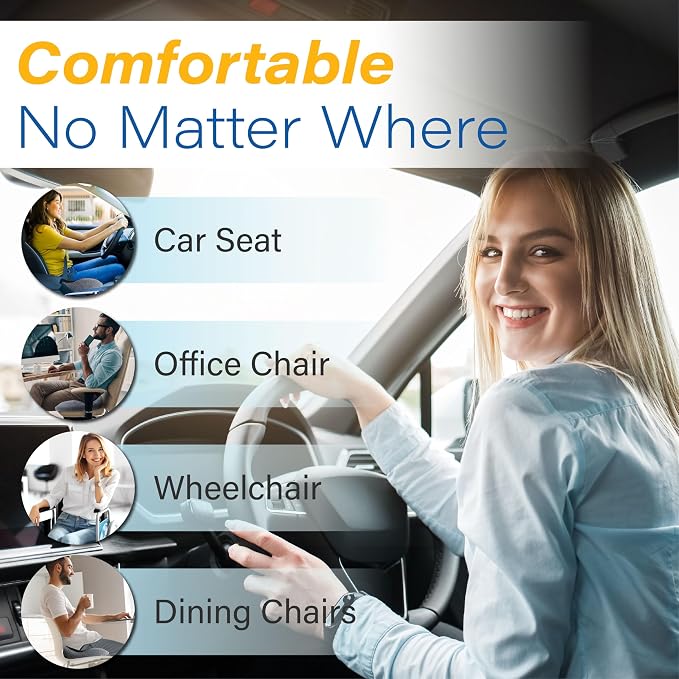Allaboutsla Car Seat Cushion for Driving, Car Seat Pillow for Short Drivers | Ergonomic Memory Foam Seat Cushion for Pain Relief, Adult Booster Seat for Car, Butt Cushion for Car, Truck, Office, B&G - Image 9