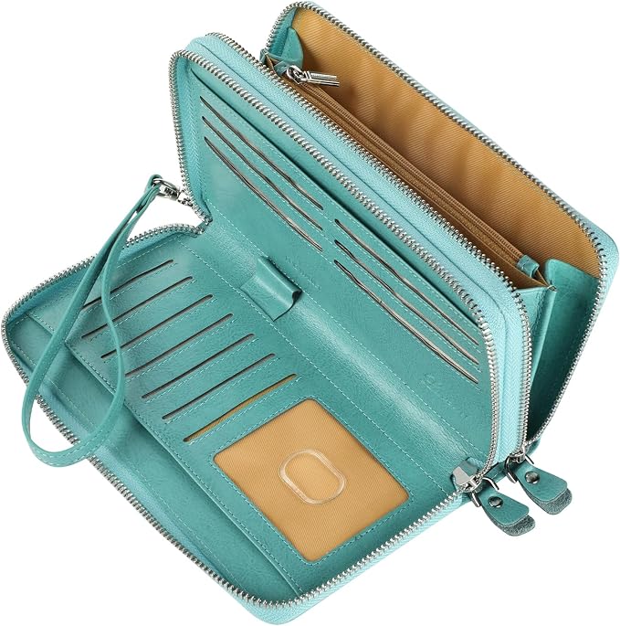 Small Compact Women Wallet RFID Blocking Genuine Leather Bifold Purse with ID Windows - Image 5