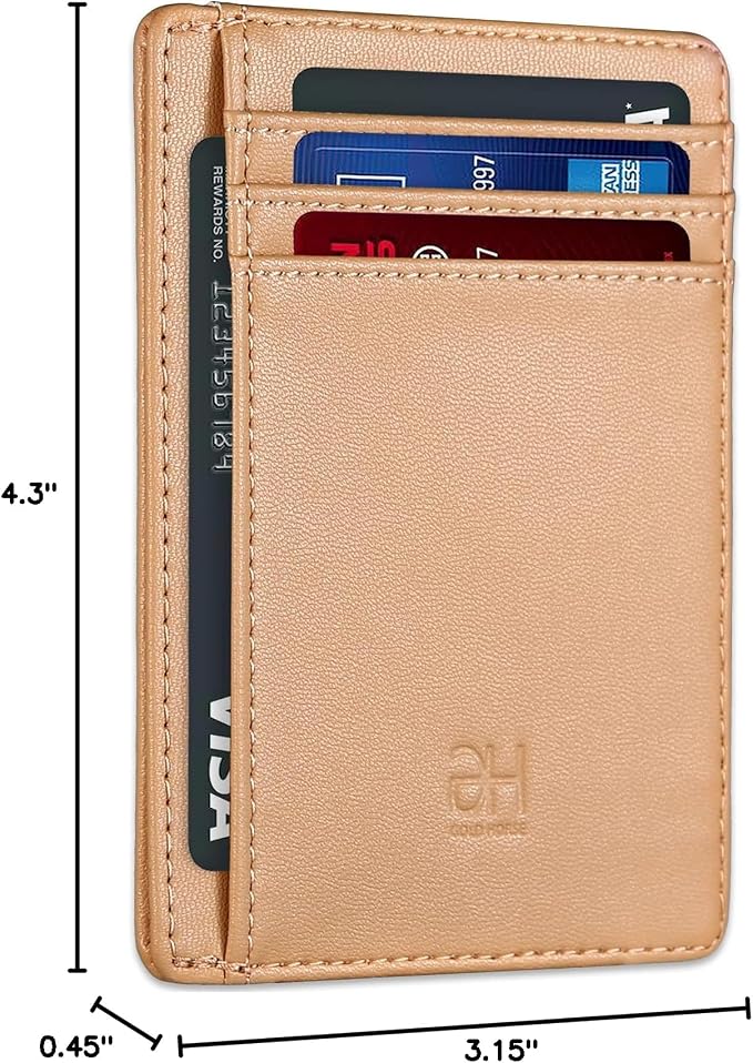 GH GOLD HORSE Slim RFID Blocking Card Holder Minimalist Leather Front Pocket Wallet for Women | Slim - Image 8