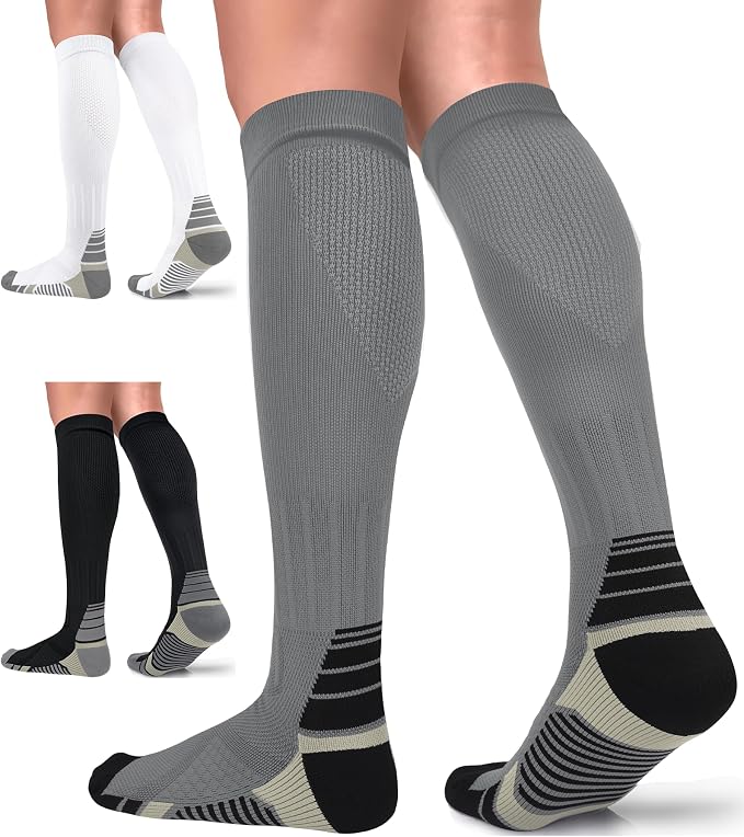 FuelMeFoot 3 Pack Copper Compression Socks - Compression Socks Women & Men Circulation - Best for Medical,Running,Athletic by FuelMeFoot