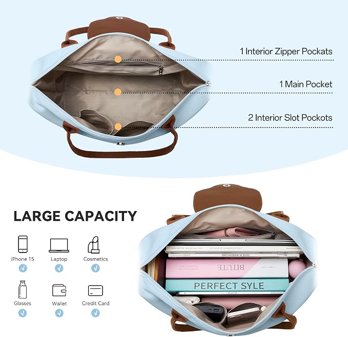 KALIDI Tote Bag for Women Nylon Top-Handle Purse,Large Capacity Shoulder Hobo handBag with Zipper Leisure Foldable Weekend - Image 4