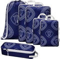 6-Set Compression Packing Cubes for Travel with Drawstring Backpack-Luggage Organizers for Suitcase-Water Resistant, Lightweight Vacation Essentials, Blue Turtle by Unknown