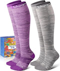 Thick Soft Cotton Compression Socks | 2 Pairs 15-20mmHg Cushioned Soft Breathable Comfortable Knee High Compression Socks for Women Men, Pregnancy Travel Nurse by Lalapapa