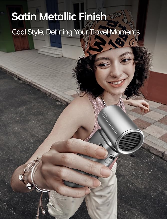 JISULIFE Handheld Fan Life9S - Sleek Chrome: Turbo Power, 22 Hours Cooling | LED Display, 5000mAh, 5-Speeds, Mini Portable Fan for Travel, Cruise, Concerts, Trendy Gifts for Women Men -Silver - Image 8