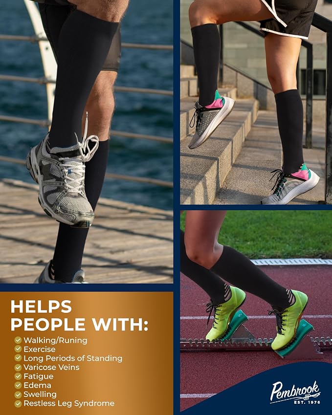 Pembrook 3 Pairs Copper Mens Compression Socks 20-30 mmHg, Running, Hiking, Athletic Cycling, Travel | Circulation Support - Image 4