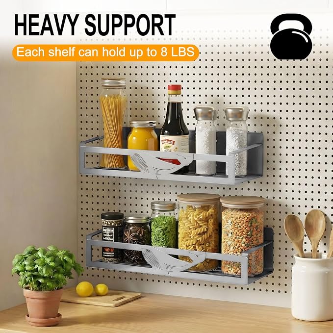 Magnetic Spice Rack for Refrigerator, 4 Pack Metal Magnetic Shelf Organizer for Fridge Side, Strong Spice Storage Rack for Kitchen, Gray - Image 7