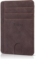 Teskyer Slim Minimalist Wallet for Men, RFID Front Pocket Card Holder | Ultra Slim Front Pocket Design, 8 Card Slots, RFID Protection, Smooth Faux Leather for Everyday Carry by TESKYER