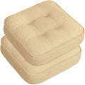 GOFORIT Memory Foam Cushion，Square Seat Cushions for Dining Chairs,Non-Slip Chair Pads with Removable Cover, 16'' x 16'', 2 Pack,Khaki by Unknown