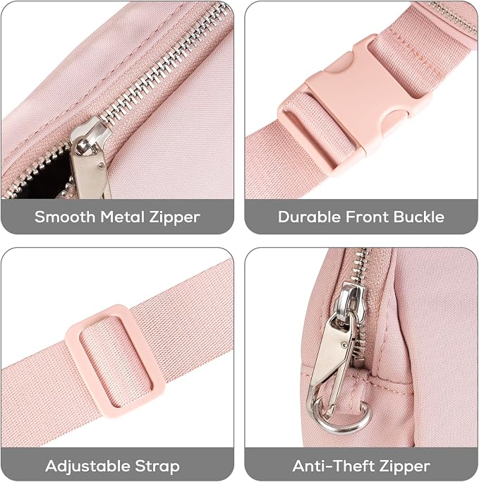Fanny Packs Anti Theft for Women Travel, Small Belt Bag, Cute Waist Everywhere Pack for Cross Body with Adjustable Strap & Back Pocket for Mother Teens Vacation, Workout - Pink - Image 5