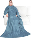 PAVILIA Blanket with Sleeves for Adult Women Men, Soft Warm Wearable Blanket Fleece Wrap Throw, Robe Blanket Gift by PAVILIA