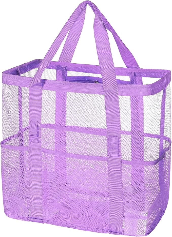 Tavaleu Mesh Beach Bag, Large Capacity Beach Tote, Multi Pockets, Sandproof | Mesh Material, Multiple Storage Pockets, Lightweight & Foldable Design, For Beach & Pool Use, Easy to Clean & Quick Dry by Tavaleu