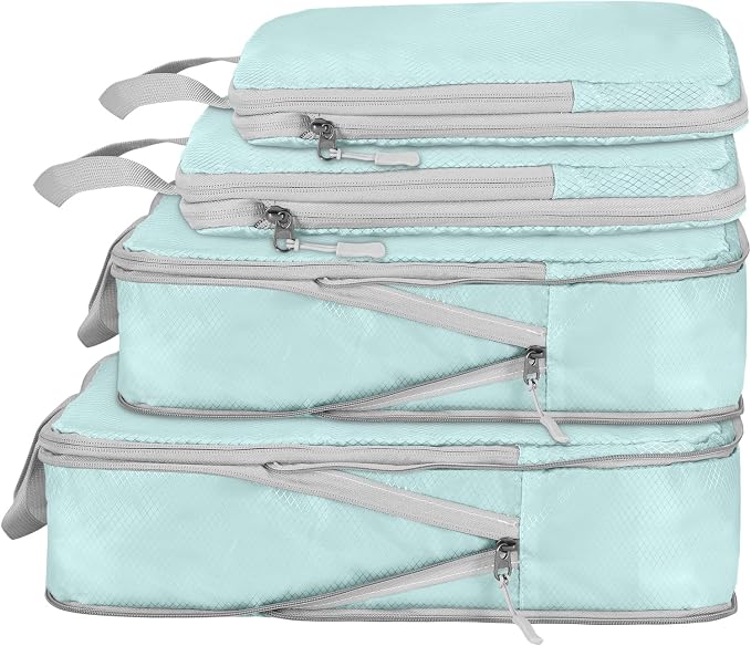Compression Packing Cubes, Ultralight Packing Cubes for Carry on Suitcase, Travel Packing Essentials for Suitcase Organizer Bags Set, Durable Travel cubes for Luggage (Blue, Set of 4) by XYZLH