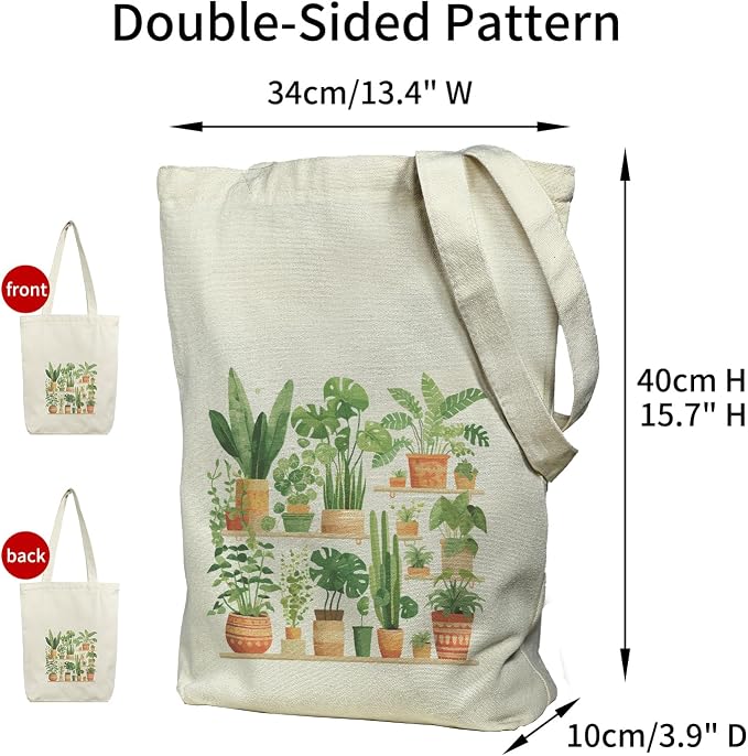 itgowisa Canvas Tote Bag for Women, Tote Bag with Zipper Inner Pocket, Zippered Canvas Bag for Shopping Work Grocery Everyday - Image 3