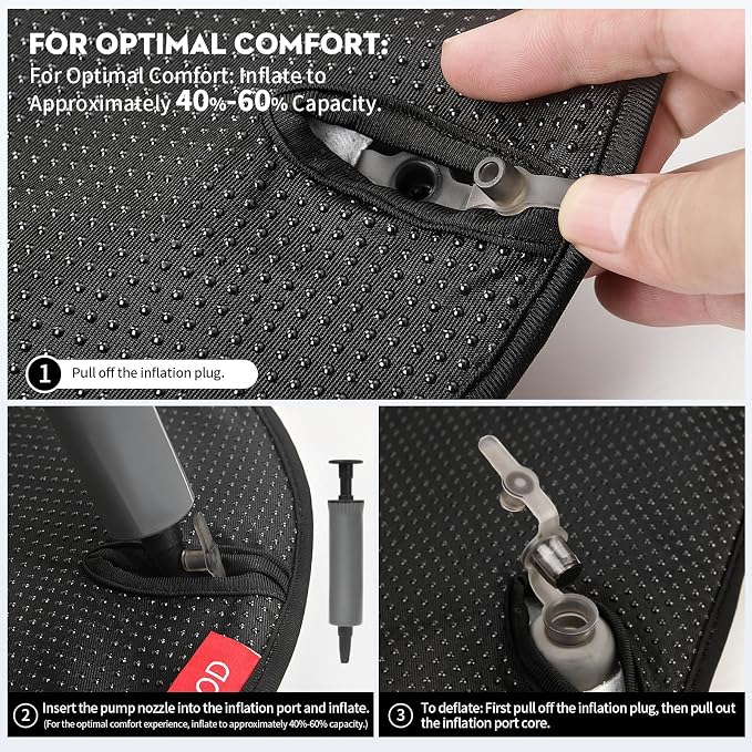 Airplane Seat Cushion for Long Flights, Inflatable & Portable Travel Cushion for Tailbone Pain Relief, Pressure Relief Car Seat Cushion for Office Chair and Wheelchair Use - Image 5