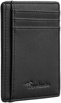 Travelambo Front Pocket Minimalist Leather Slim Wallet RFID Blocking Medium Size by Travelambo