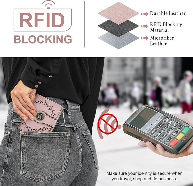 Tipmile Small Wallet for Women Bifold RFID Blocking Card Holder Leather Wallets with Zipper Coin Pocket - Image 3